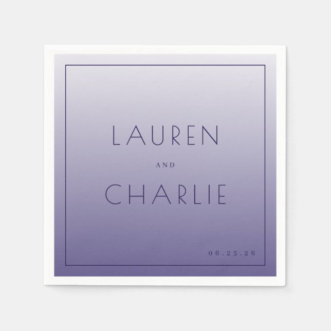 Elegant Lavender Typographic Gradient Napkin (Front)