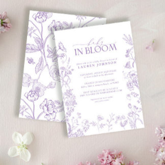 Elegant Lavender Victorian Floral Baby In Bloom Invitation
