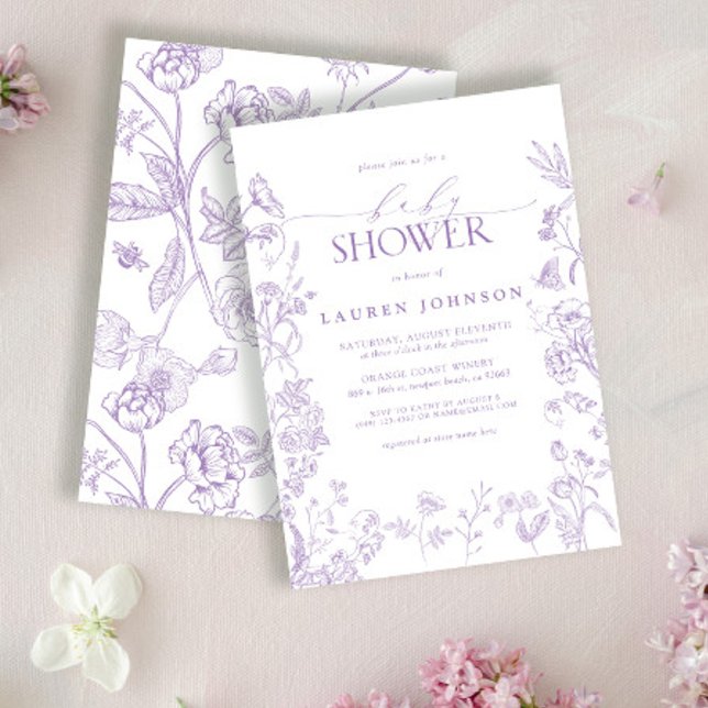Elegant Lavender Victorian Floral Baby Shower Invitation (Creator Uploaded)