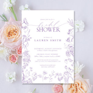 Elegant Lavender Victorian Floral Bridal Shower Invitation