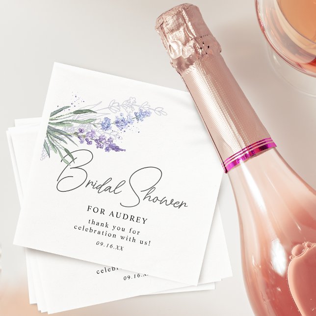 Elegant Lavender Watercolor Bridal Shower Napkin (Elegant Lavender Watercolor Bridal Shower Napkins)