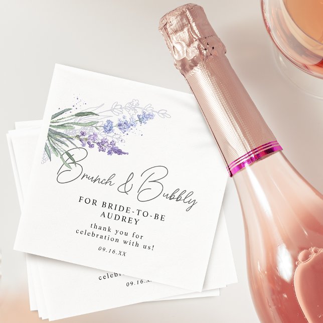 Elegant Lavender Watercolor Brunch Bubbly Shower Napkin (Elegant Lavender Watercolor Brunch Bubbly Shower Napkins)