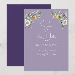 Elegant Lavender Watercolor Floral Save the Date Invitation
