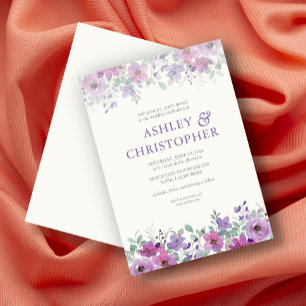 Elegant Lavender Watercolor Floral Wedding Invitation