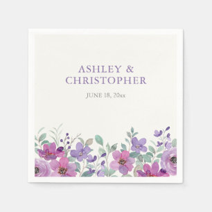 Elegant Lavender Watercolor Floral Wedding Napkin