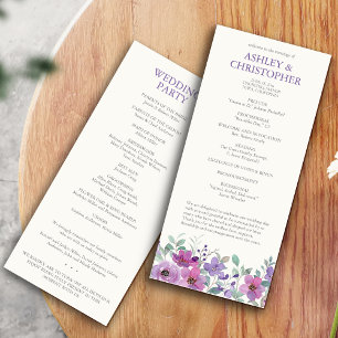 Elegant Lavender Watercolor Floral Wedding Program
