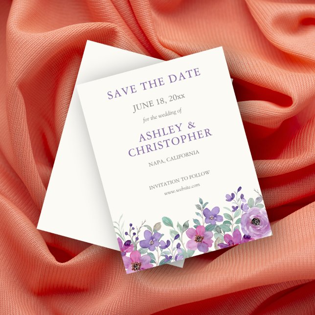 Elegant Lavender Watercolor Floral Wedding Save The Date (Creator Uploaded)