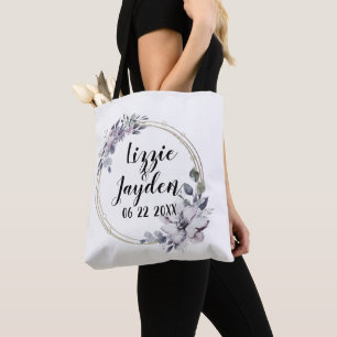 Elegant Lavender Watercolor Floral Wreath Tote Bag