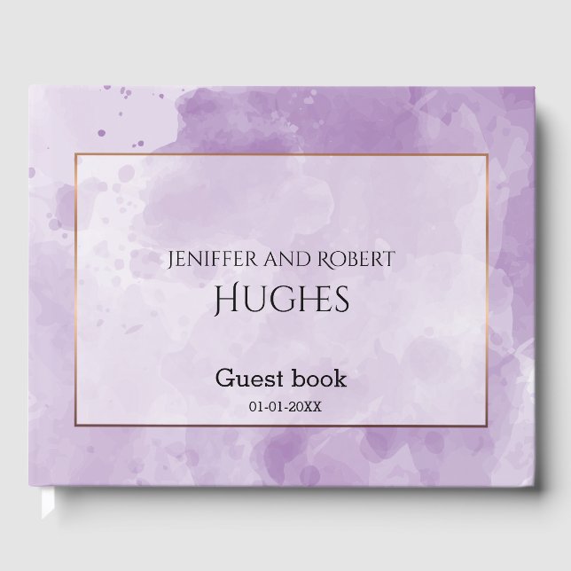 Elegant Lavender watercolor wedding Guest Book (Front)