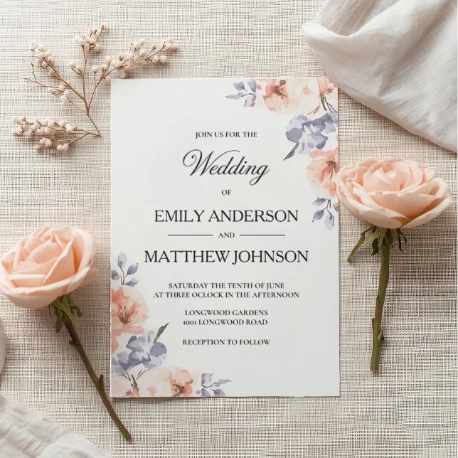 Elegant Lavender Watercolor Wedding Invitation (Creator Uploaded)