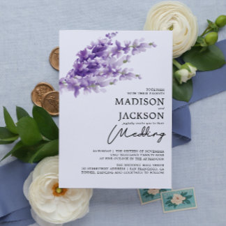 Elegant Lavender Watercolor Wedding Invitation