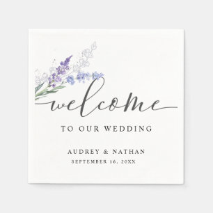 Elegant Lavender Watercolor Welcome Wedding Napkin