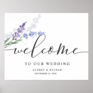 Elegant Lavender Watercolor Welcome Wedding Sign