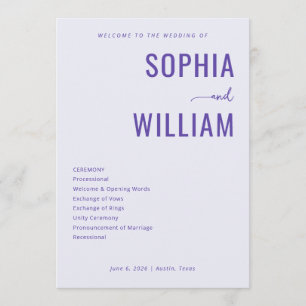 Elegant Lavender Wedding Ceremony Programme