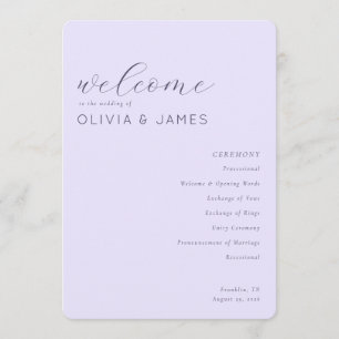 Elegant Lavender Wedding Ceremony Schedule Programme