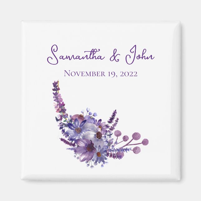 Elegant Lavender Wedding Guest Favor Magnet (Front)