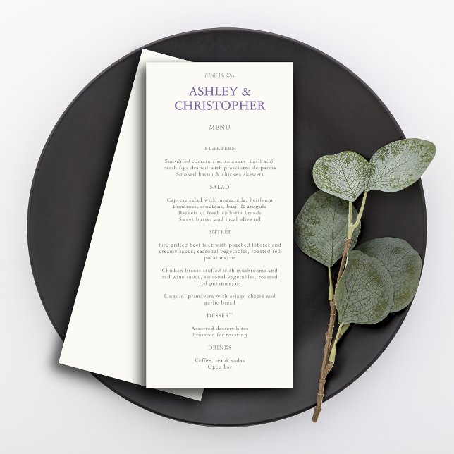 Elegant Lavender Wedding Menu (Creator Uploaded)