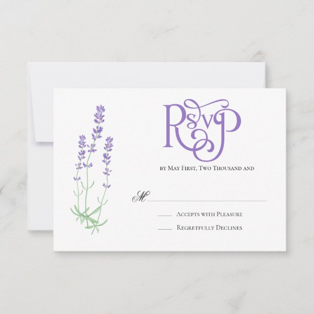 Elegant Lavender Wedding RSVP Card (Front)
