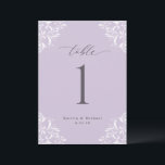 Elegant Lavender Wedding Table Numbers Cards 5x7<br><div class="desc">Elegant Lavender 5x7 Wedding Table Numbers: Use these vintage, classic table numbers at your wedding reception or event. This design features the word "Table" in an elegant calligraphy with an ornate vintage corners design for a luxe look. It's set in lavender / lilac / light purple, but you can change...</div>