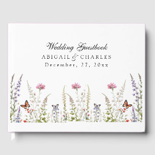 Elegant Lavender & Wildflower Bloom  Guest Book