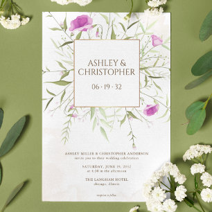 Elegant Lavender Wildflower Frame Wedding Invitation