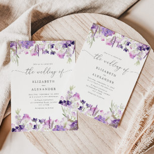 Elegant lavender wildflower wedding invitation