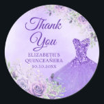 Elegant Lavender Winter Snowflake Quinceañera Classic Round Sticker<br><div class="desc">Elegant Lavender Winter Snowflake Quinceañera Thank You Sticker</div>