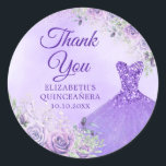 Elegant Lavender Winter Snowflake Quinceañera Classic Round Sticker<br><div class="desc">Elegant Lavender Winter Snowflake Quinceañera Thank You Sticker</div>