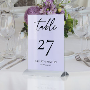 Elegant Lavender with Grey Personalised Wedding Table Number