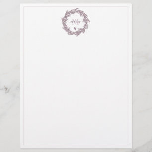 Elegant Lavender Wreath - Monogrammed Custom Letterhead