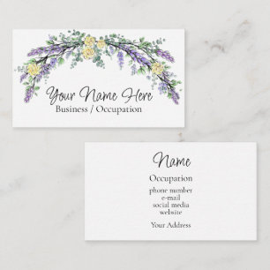 Elegant lavender yellow roses botanical business card