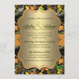 Elegant Lavish Gold Rustic Camo Wedding Invitation