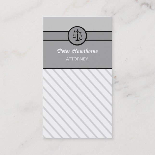 Elegant Law Firm Attorney Lawyer Justice Scales Business Card (Front)