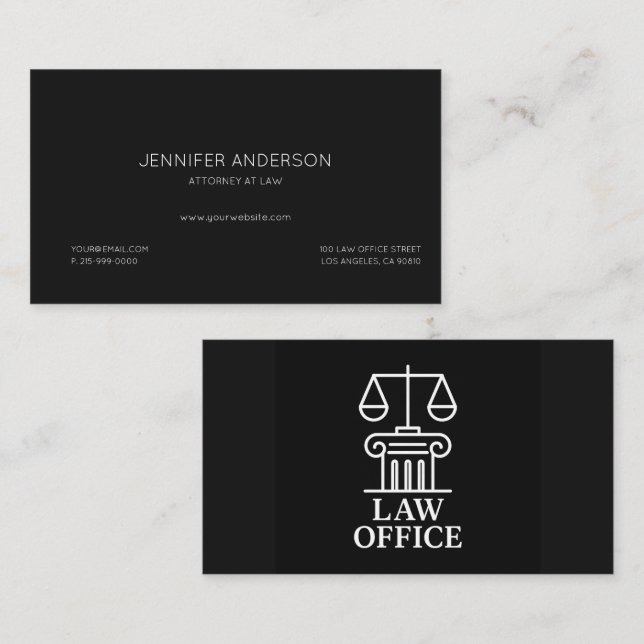 Elegant Law Office Logo | Attorney & Legal Busines Business Card (Front/Back)