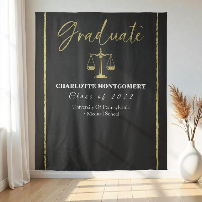Elegant Law School Grad Party Backdrop Tapestry (Creator Uploaded)