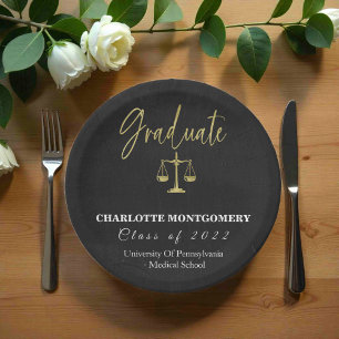 Elegant Law School Graduation Paper Plate