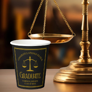 Elegant Law School Graduation Party Black Gold Paper Cups