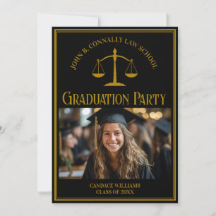 Elegant Law School Graduation Photo Party Invitation