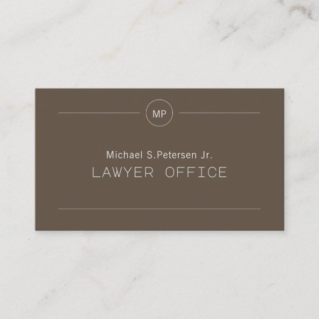 Elegant lawyer attorney at law monogrammed business card (Front)