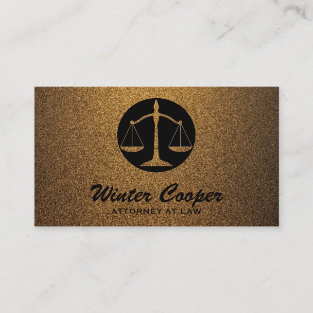 Elegant lawyer black and gold copper professional business card (Front)