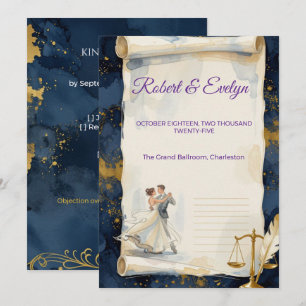 Elegant Lawyer Dancing Watercolor Wedding Invitation