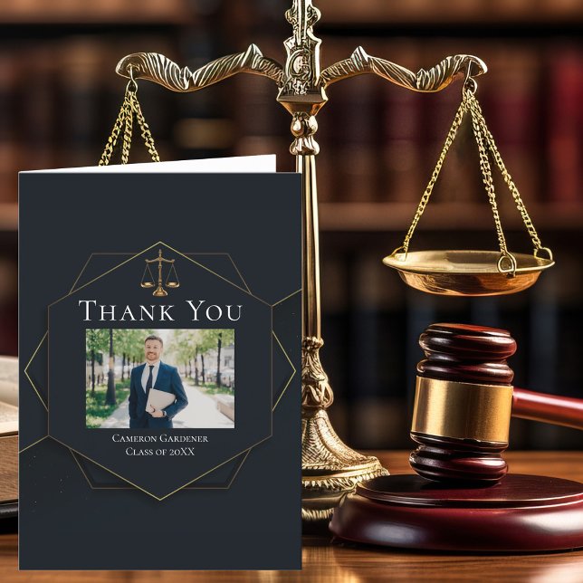 Elegant Lawyer Photo Law School Graduation Thank You Card (Creator Uploaded)