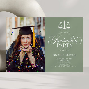 Elegant Lawyer Scale Custom Picture Graduation Invitation