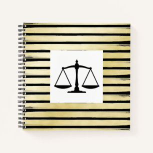 Elegant lawyer white gold foil paint striped notebook
