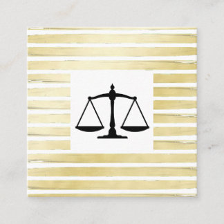 Elegant lawyer white gold foil paint striped square business card