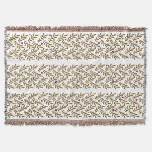 Elegant Leaf and Berry Pattern Throw Blanket 