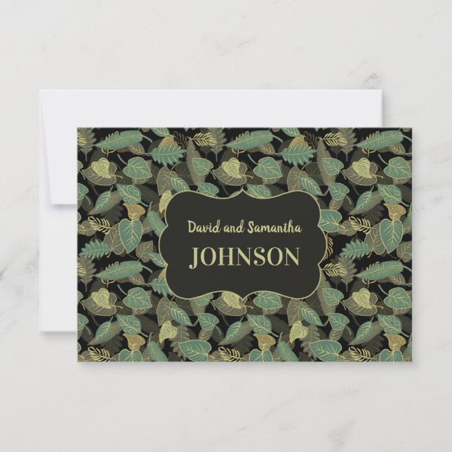 Elegant Leaf Birthday Botanical Initial Thank You Card (Front)