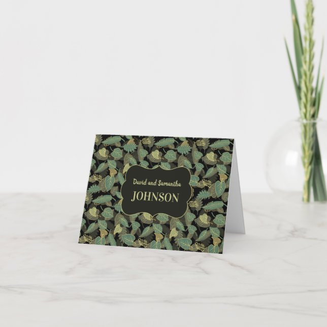 Elegant Leaf Birthday Botanical Initial Thank You Card (Front)
