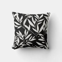Elegant Leaf botanical print throw pillow