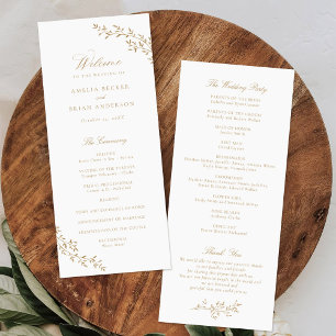 Elegant Leaf Branch Calligraphy Wedding Program Programme